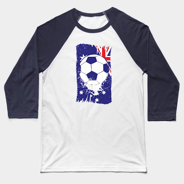 Vintage Aussie Flag with Football // Retro Australia Soccer Baseball T-Shirt by SLAG_Creative